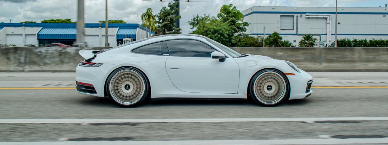 White Porsche 911 on Mone forged wheels